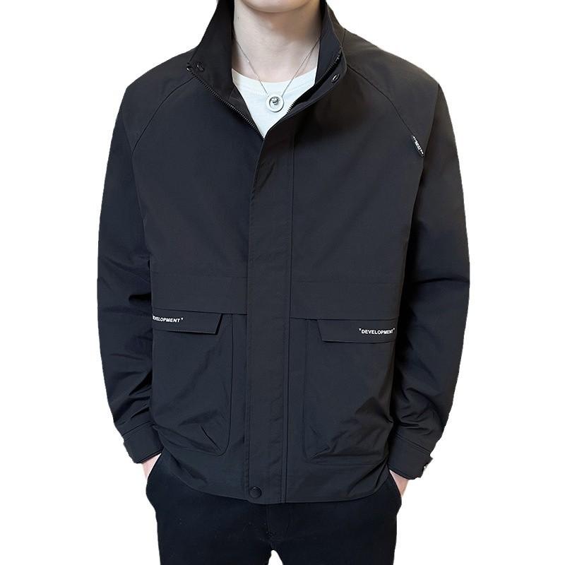 Прямые продажи с завода Оригинальное качество Мужская универсальная повседневная куртка Тонкая простая куртка со стойкой Модный бренд Контрастный цвет Корейская версия