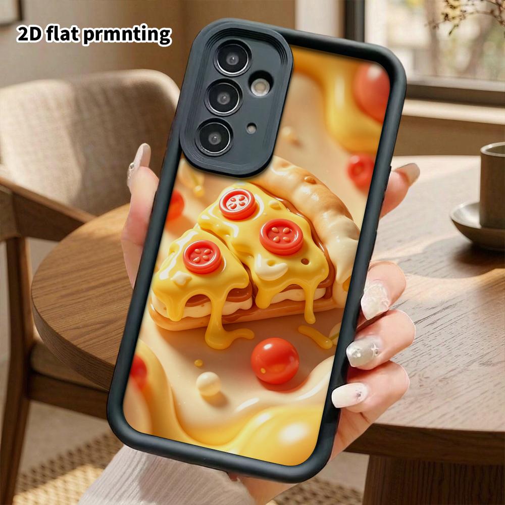 Phone Case: 2D flat design suitable for Samsung Galaxy A34 A35 M05 M06 S20 S22 S21 FE Plus 5G protective case, cheese pizza slice, perfect Christmas a