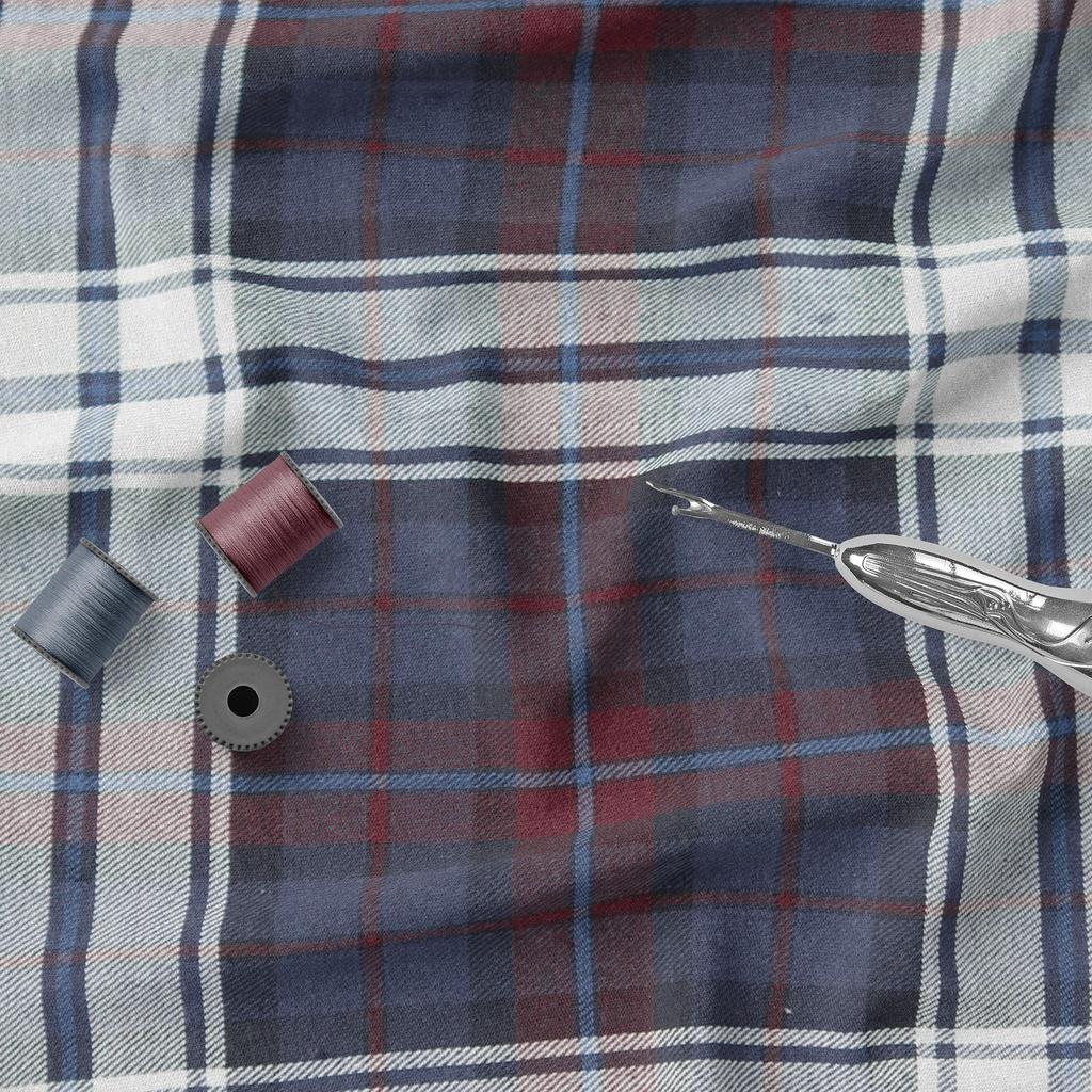 100% Pure Cotton Red & Blue Checkered Fabric – 180 GSM, 145 Cm Width, Mill Made