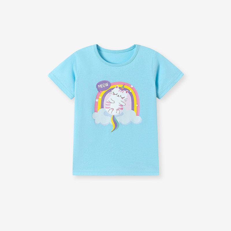 Little Maven Summer Short-Sleeved Girls' Suit European and American Style Cartoon Kidsren's T-Shirt Cute Baby Top