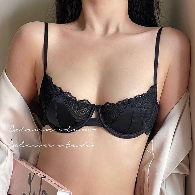 Французский кокетливый кружевной мягкий бюстгальтер с косточками, комплект, получашка пуш-ап, красота спины, для женщин с маленькой грудью, комплект нижнего белья