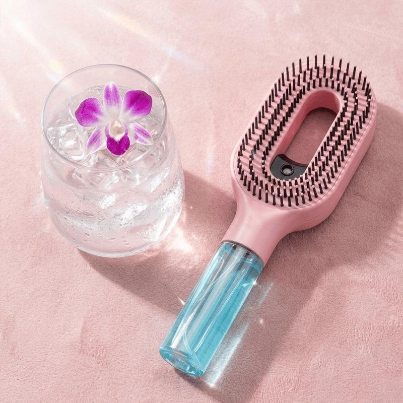 Hair Spray Comb with Fine Mist - 2-in-1 Water Tank Brush for Hydration & Scalp Exfoliation, Travel-Friendly Daily Hair Care Tool