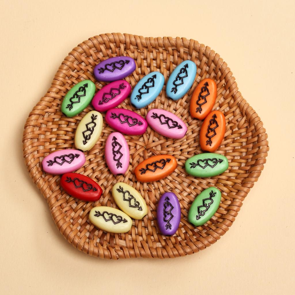 20 шт., 17,5*9,5 мм, одна стрела сквозь сердце, модные акриловые свободные бусины для изготовления ювелирных изделий, браслет, ожерелье, брелок, бисер, аксессуары ручной работы