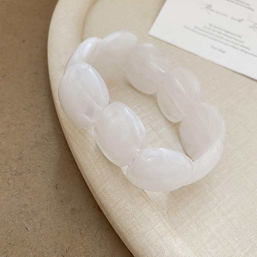 Acrylic Marbled Round Spliced Bracelet - Elegant Chinese-Style Fashion Bangle for Women