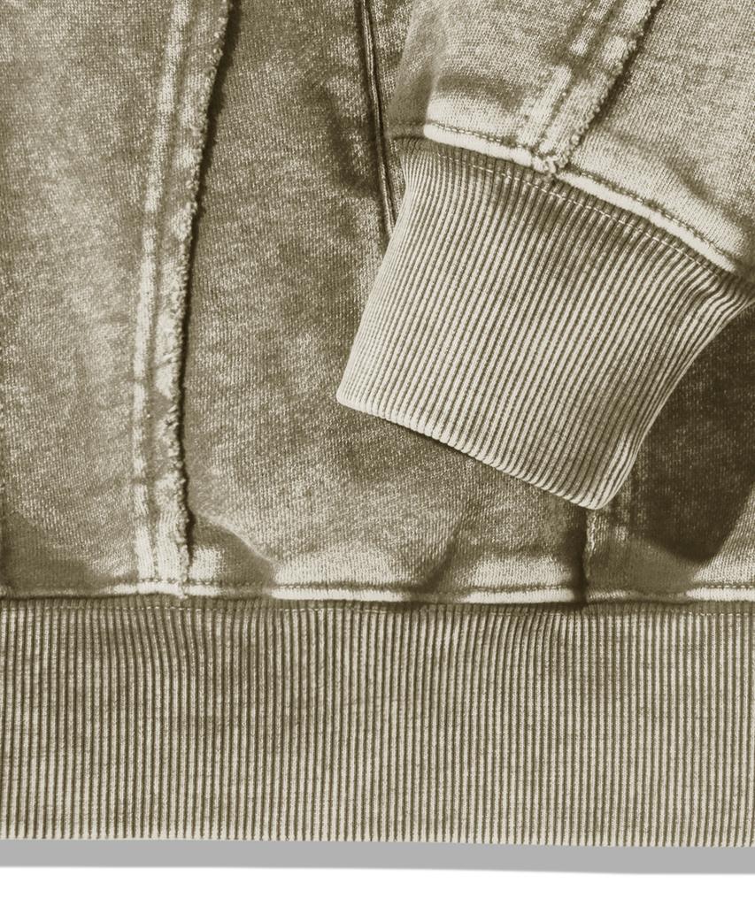 Худи на молнии Trillion Oversized с эффектом потертости и пигментацией [Светло-хаки]