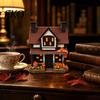 Small Nook Halloween Light Vintage Light-Up Pumpkins Cottage, Lighted Manor Figurine, Decor Indoor, Soft Glow Pumpkin Lamp Fall Spooky Table