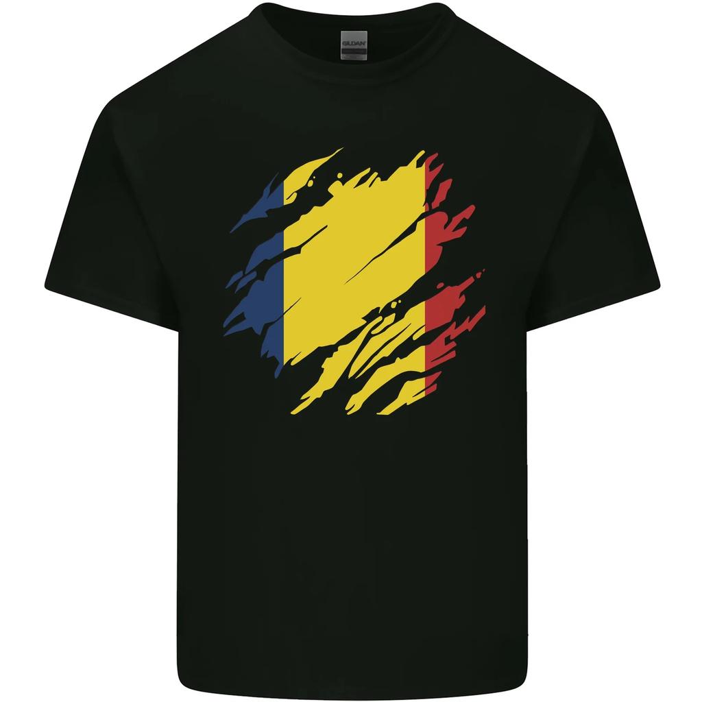 Torn Chad Flag Chadian Day Football Kids T-Shirt Childrens