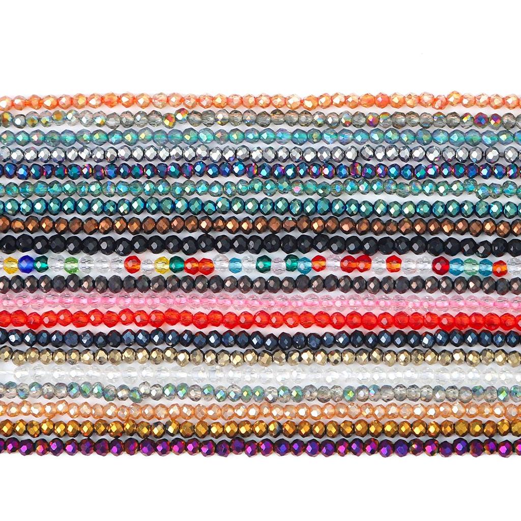 36cm Mini Glass Loose Beads Plated Color Faceted Beads For Jewelry Making DIY Necklace Bracelet Earring