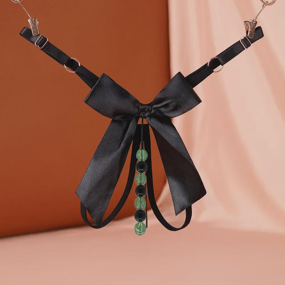 "Светящиеся жемчужные массажные стринги с открытой промежностью для женщин": Сексуальное нижнее белье для ночного клуба"