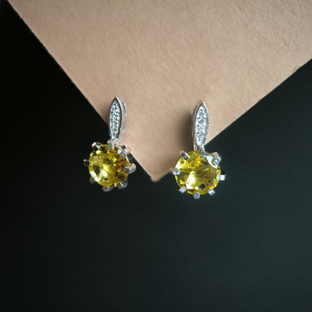 Серебряные серьги с цитрином nano 3.142ct (2190035)