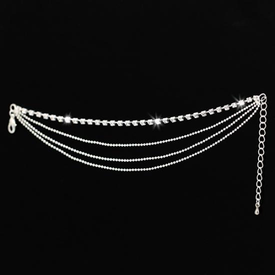 Women's 4 Layers Rhinestone Beads Sandal Beach Anklet Ankle Chain Foot Jewelry