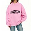 BROOKLYN printed semi-turtleneck sweater women's front shoulder kangaroo pocket long sleeve autumn and winter women's clothing