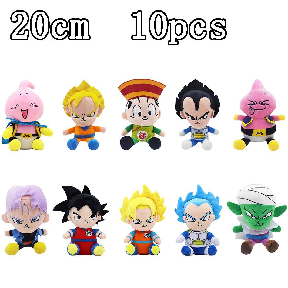 20cm Japan Anime Plush Toys Super Saiyan Goku Vegeta Picollo Trunks Gohan Cartoon Figure Stuffed Dolls Child Gifts