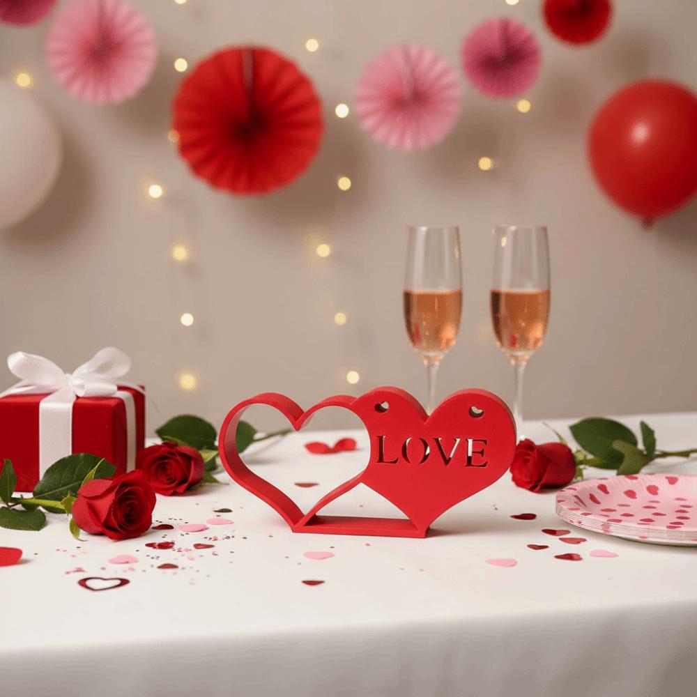 Art Craft Valentine Day Decorations Heart to Heart LOVE Ornaments Red Love Knot Ornament Table