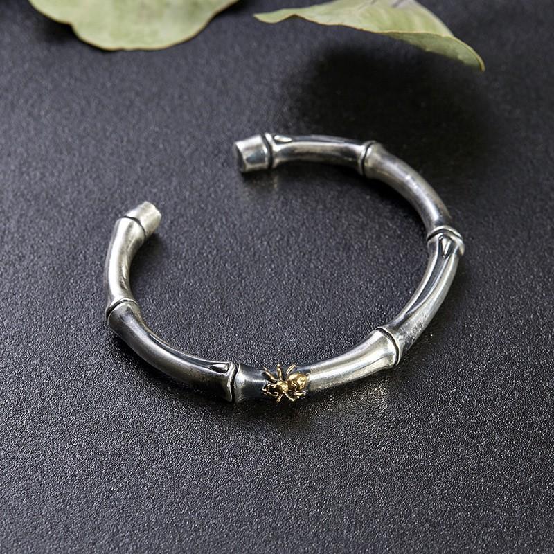 Vintage Chinese Style Open Bangle Bracelet Solid Copper Plated Motif Couple Jewelry
