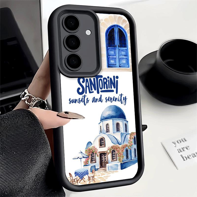 Чехол для телефона Samsung Galaxy S26 S25 Ultra S24 FE Санторини Греция Летний Ракушка S23 Plus S22 + S21 S20 5G Мягкий Силикон Funda