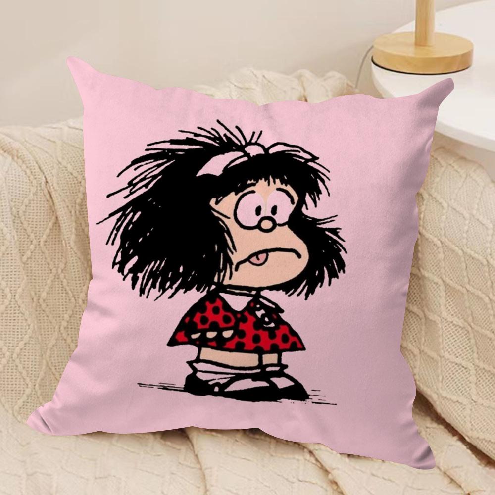 Cartoon MMafalda Cushion Cover Soft Plush DoubleSided Printed Sofa Pillow Cushion Cover  Cozy AllSeason Durable Decor Gift