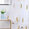 1Pcs Household Window Embroidered Short Curtain Blackout Panels Drapes 1*2m (Gray+White Yellow)