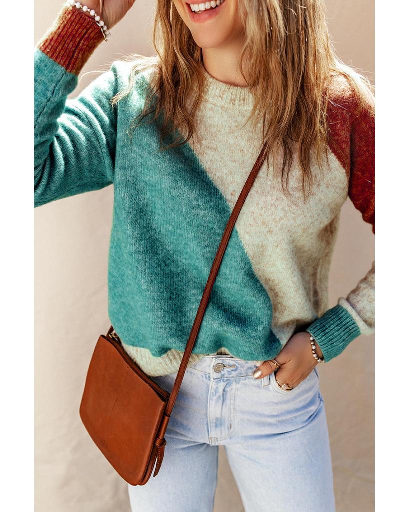 Azura Exchange Свитер с круглым вырезом и отделкой в рубчик в стиле колор-блок