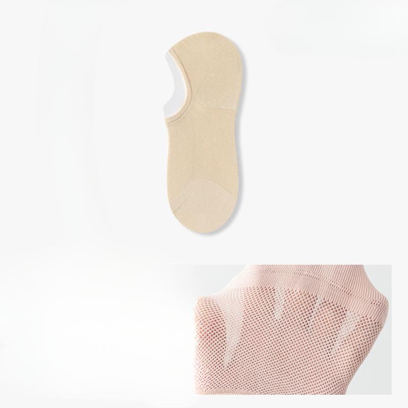Женские летние тонкие сетчатые хлопковые антибактериальные носки с неглубоким вырезом и невидимой пяткой