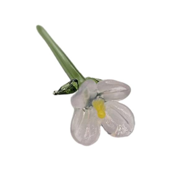 Стеклянное украшение в виде цветка ручной работы со стеблем, выдувная мини-фигурка цветочного растения, украшение для дома, гостиной, офисного стола, ваза для цветов