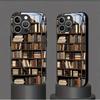 Ретро Книжная полка Художественный узор Стеклянный материал Чехол для телефона Для iPhone 17 16 15 14 Pro Max 13 12 11 17Air 16E 7 8 Plus XR XS X Чехол
