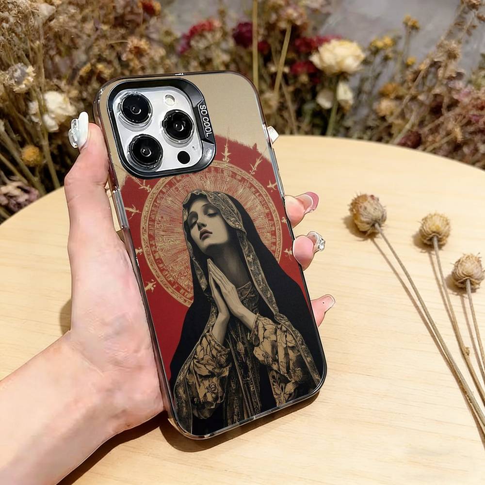 V-Богоматерь Дева Чехол для телефона Для iPhone 17,16,15,14,13,12,11 Plus,Pro Max,XS,Красочный Серебристый Черный Чехол