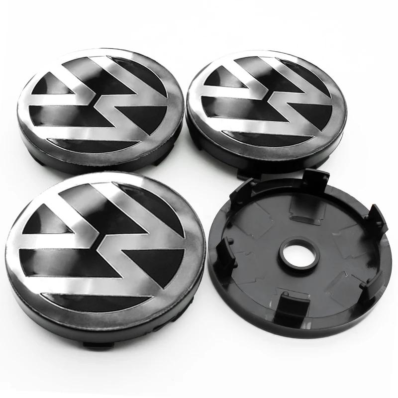 VW 4Pcs 55mm 56mm 60mm 65mm Car Wheel Center Hub Cap Volkswagen Golf GTI R-Line R Polo T5 Passat Rim Cover Stickers Accessories