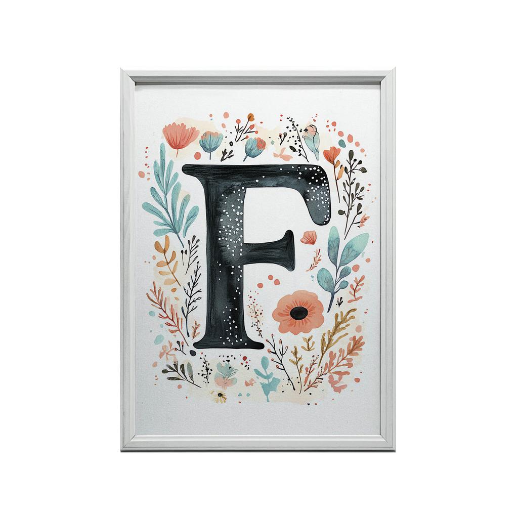 Plakat "F" Z Kolorowymi Kwiatami Plakat "F" Z Kolorowymi Kwiatami, 30X40 Cm, Bez Ramy, Papier Matowy 230 Gsm