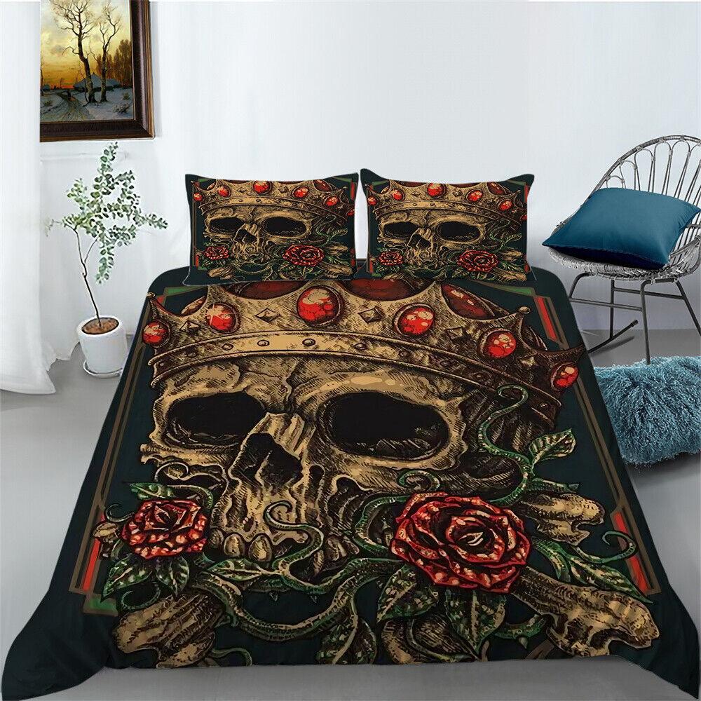 3D Skull Duvet Cover Bedroom Decor Youth Bedclothes Fashion Bedding Cover Suit
