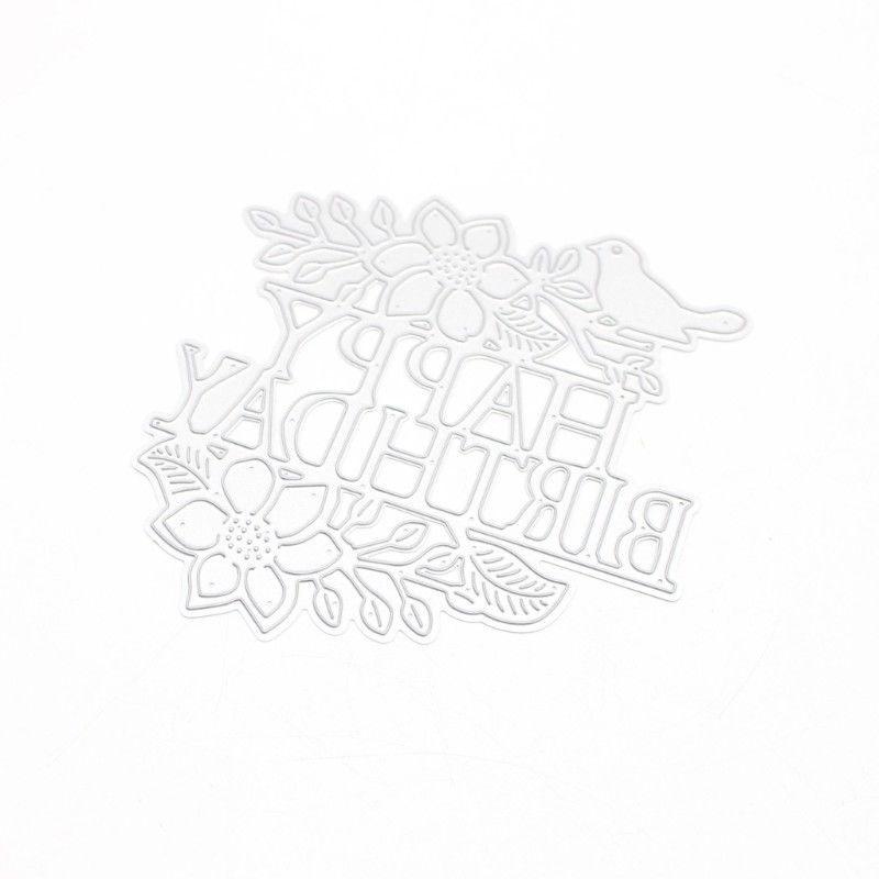 Вырубные штампы с днем рождения, металлический трафарет, сделай сам, скрапбукинг, альбом, бумажная карта, тиснение, ремесло, высечка, цветок, птица