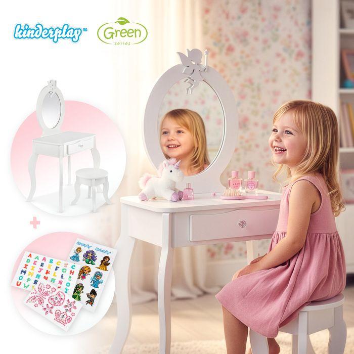 Coiffeuse enfant - GREEN SERIES - GS3310 - Bois et MDF - Miroir plexi - Autocollants inclus