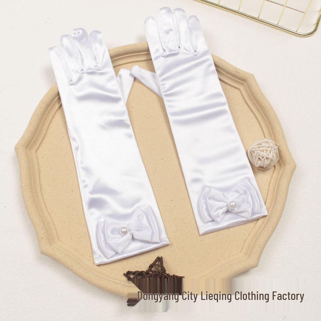 Princess Elsa Kids' Satin Gloves – Snow White Frozen Sophia Bow Performance Long Gloves