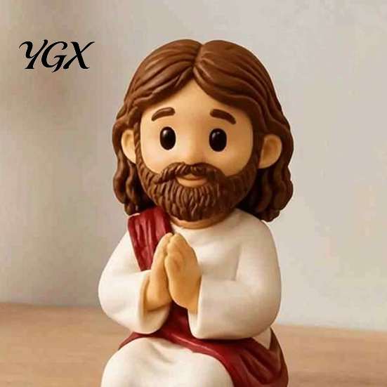Elegant Home Accents for Desk Cute Praying Jesus Resin Figurine, Blessing Character Desktop Statue, Stylish Tabletop Decorations Religious Collectible