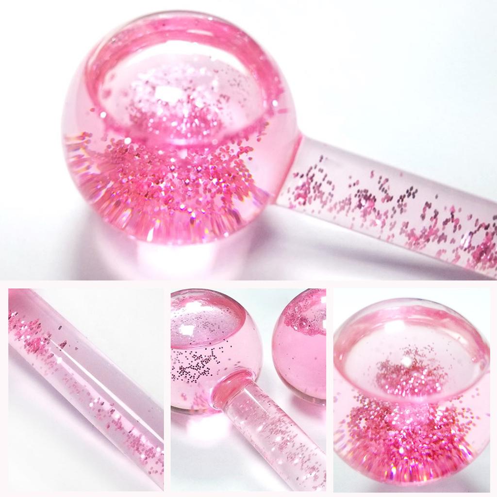 2PCS Ice Roller Globes Facial Roller Cold Hot Skin Massager Crystal Glass Ball for Redness Soothing Face Wrinkle Remover Beauty Care Tool