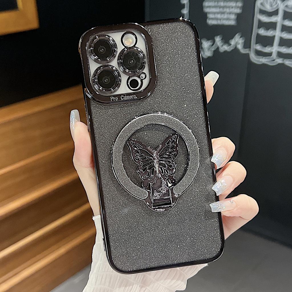 Подходит для Apple 16 Гальванизированный Глиттер для глаз Подставка-бабочка Чехол для телефона, Противоударный Защитный чехол для iPhone15promax