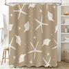 Шторка для душа на пляжную тематику с белыми морскими звездами и ракушками для декора ванной комнаты в коричневом цвете (набор из 1) товар #XXXXX