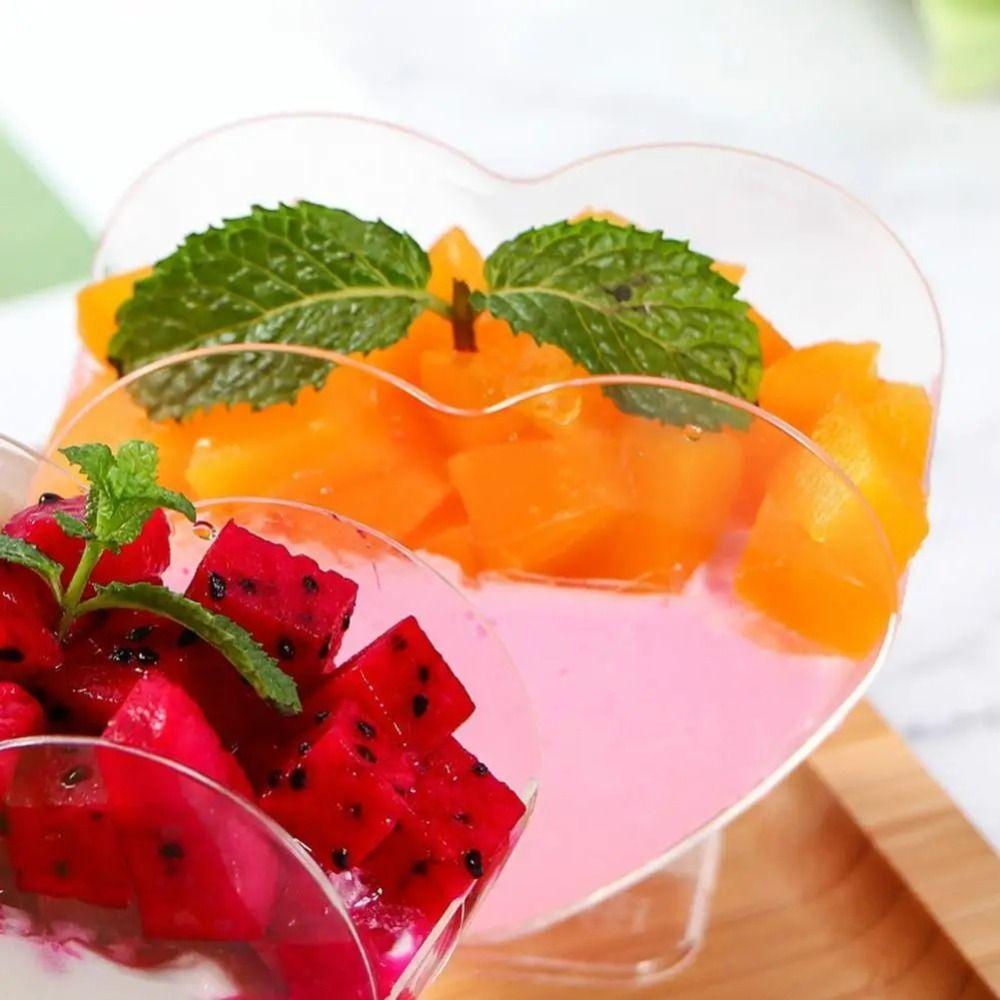 10Pcs Mini Mousse Cup Disposable Tiramisu Cup Heart Shaped Dessert Cup  Party Buffet