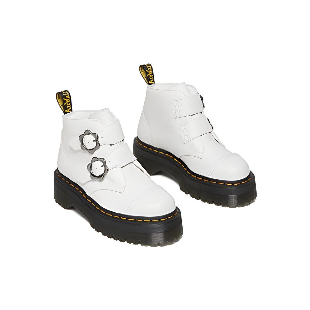 Dr. Martens Fusion Floral Buckle Strap Boots Women Boots White 27642100