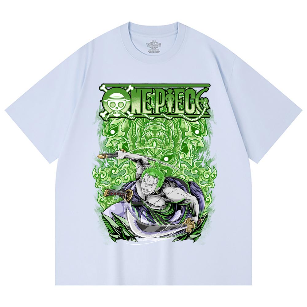 230 г/м² 100% хлопок Цельный V10 Принт Zoro Унисекс Тяжелая хлопковая футболка