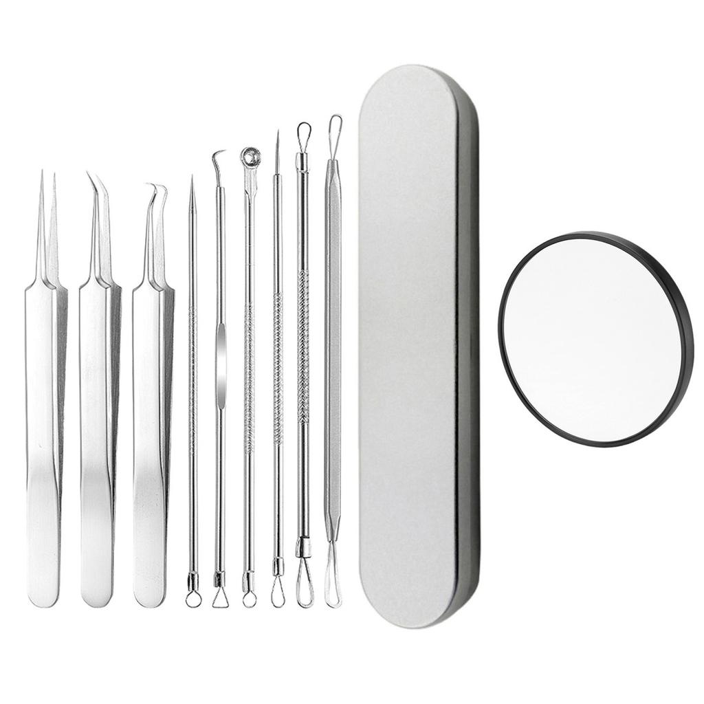 Набор инструментов для удаления черных точек Профессиональный экстрактор черных точек с футляром и 5-кратным увеличительным стеклом для удаления прыщей, черных точек, прыщей, лба, лица, носа