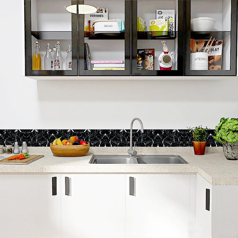 Черный мраморный плинтус, угловая наклейка на стену, ванная комната, кухня, офис, стекло, линия талии, домашний декор, водонепроницаемые волноводные обои