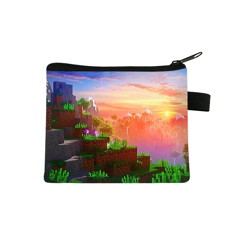 Детская сумка для мелочи Minecraft Милый мультяшный кошелек для карт Студенческая полиэстеровая сумка для хранения