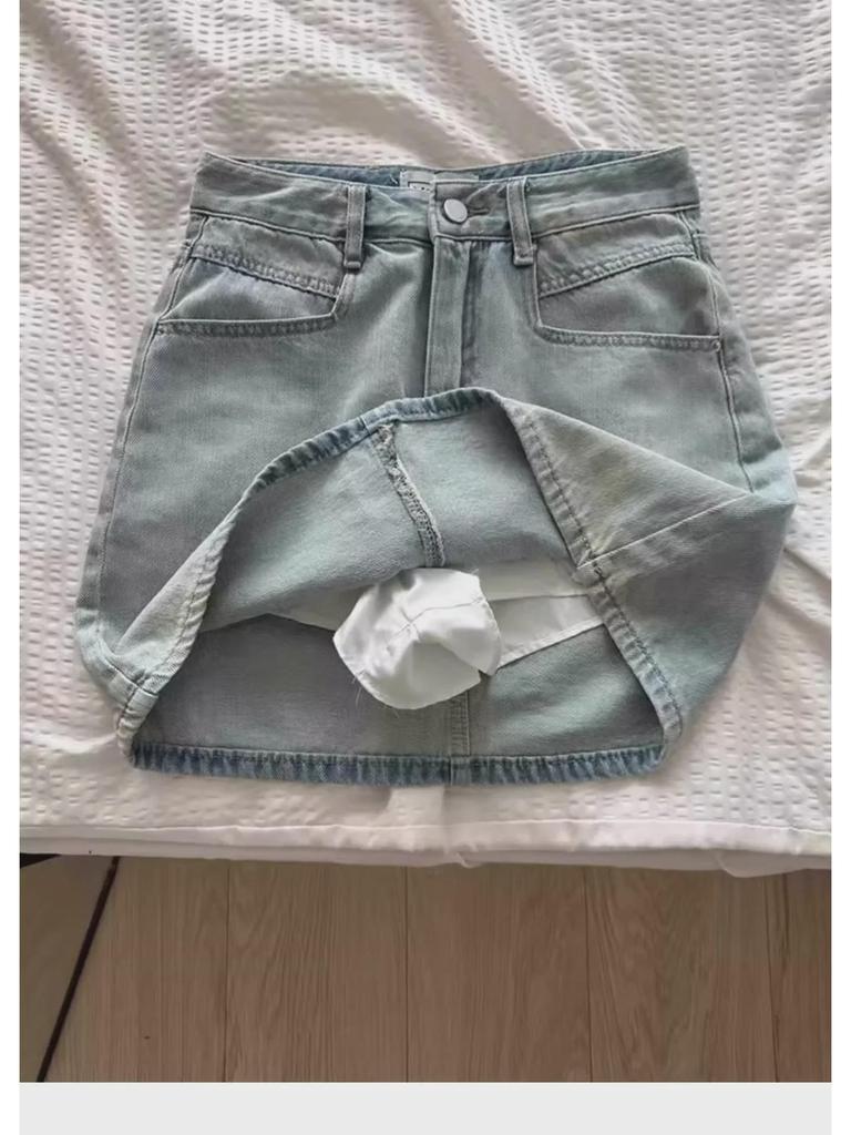 Женская юбка-трапеция из ретро-джинса больших размеров с высокой талией на лето