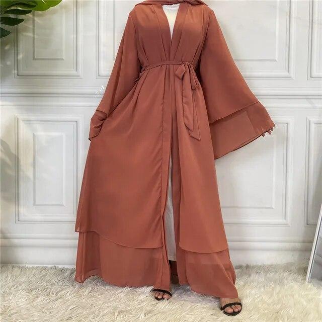 Dubai Abaya Chiffon Fashion Cardigan Muslim For Women Modest Robe Turkey Kaftan Ramadan Arabic Islamic Clothing