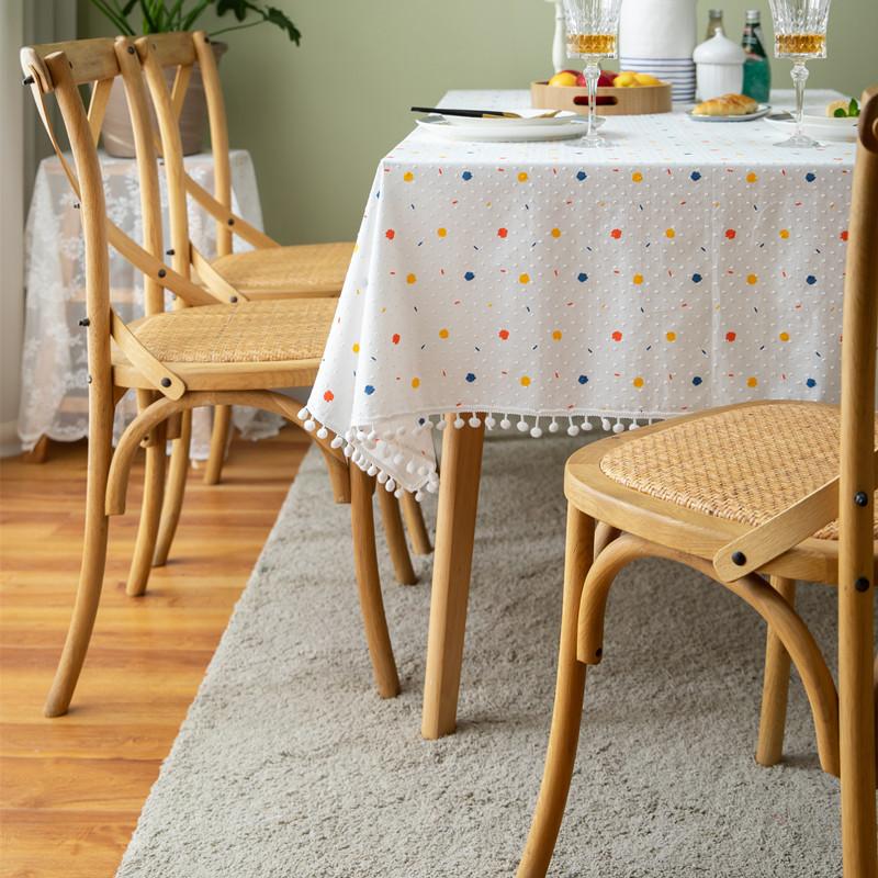 Cotton Graffiti Jacquard Geometric Dot Cut Flower Hairball Rectangular Tablecloth Coffee Table Dining Table Cloth Cover Towel