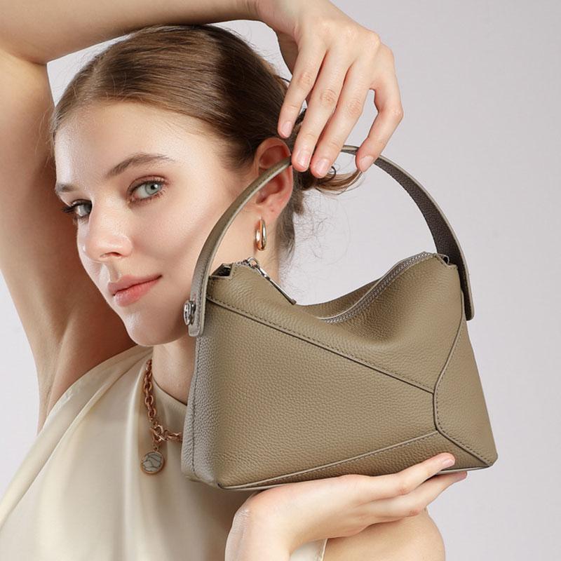 100% Genuine Leather Women's Bag Luxury Designer Handbag Women Fashion Geometric Splicing Shoulder Bag Cowhide Crossbody Bags