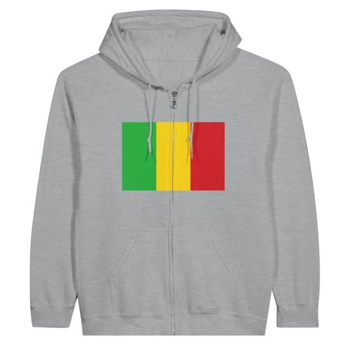 Sweat à capuche - PIXELFORMA - Drapeau du Mali - Gris - Manches longues - Mixte