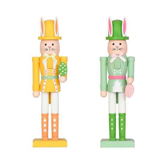 Пасхальный Кролик Щелкунчик Фигурка 12 Дюймов Деревянный Кролик Щелкунчик Украшение для Весеннего Домашнего Стола Полка Декор