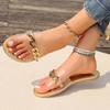 2024 Summer Women's Slippers Gold Chain Sandals Open Toe Flat Sandals Outdoor Beach Slides 2024 Flip Flops Plus Size Zapatillas